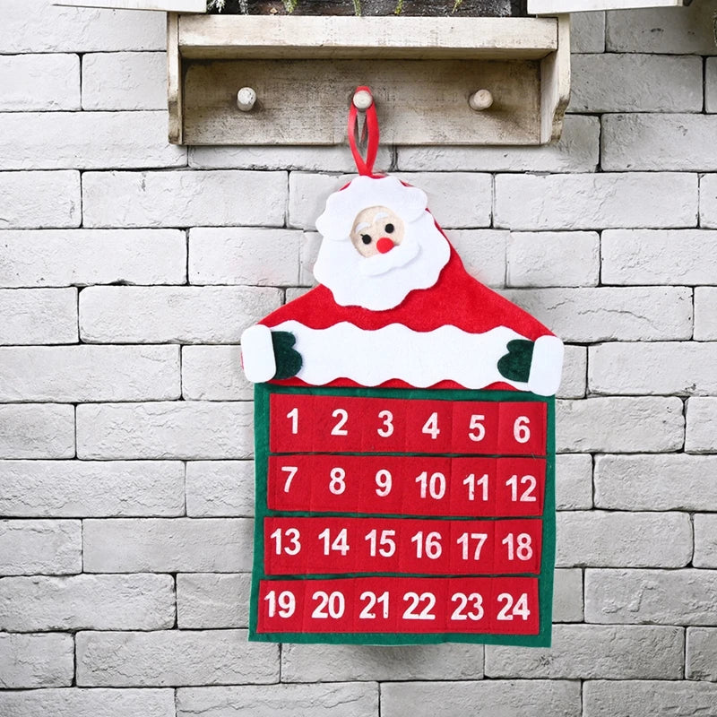 Christmas Felt Advent Calendar Hanging Pendant Santa Claus Ornaments DIY Advent Calendar Christmas Decoration for Home 2023 Gift